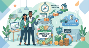 An infographic for building an emergency fund in 2026, featuring safe savings strategies, a 6-month budget buffer, and financial planning tips for beginners.